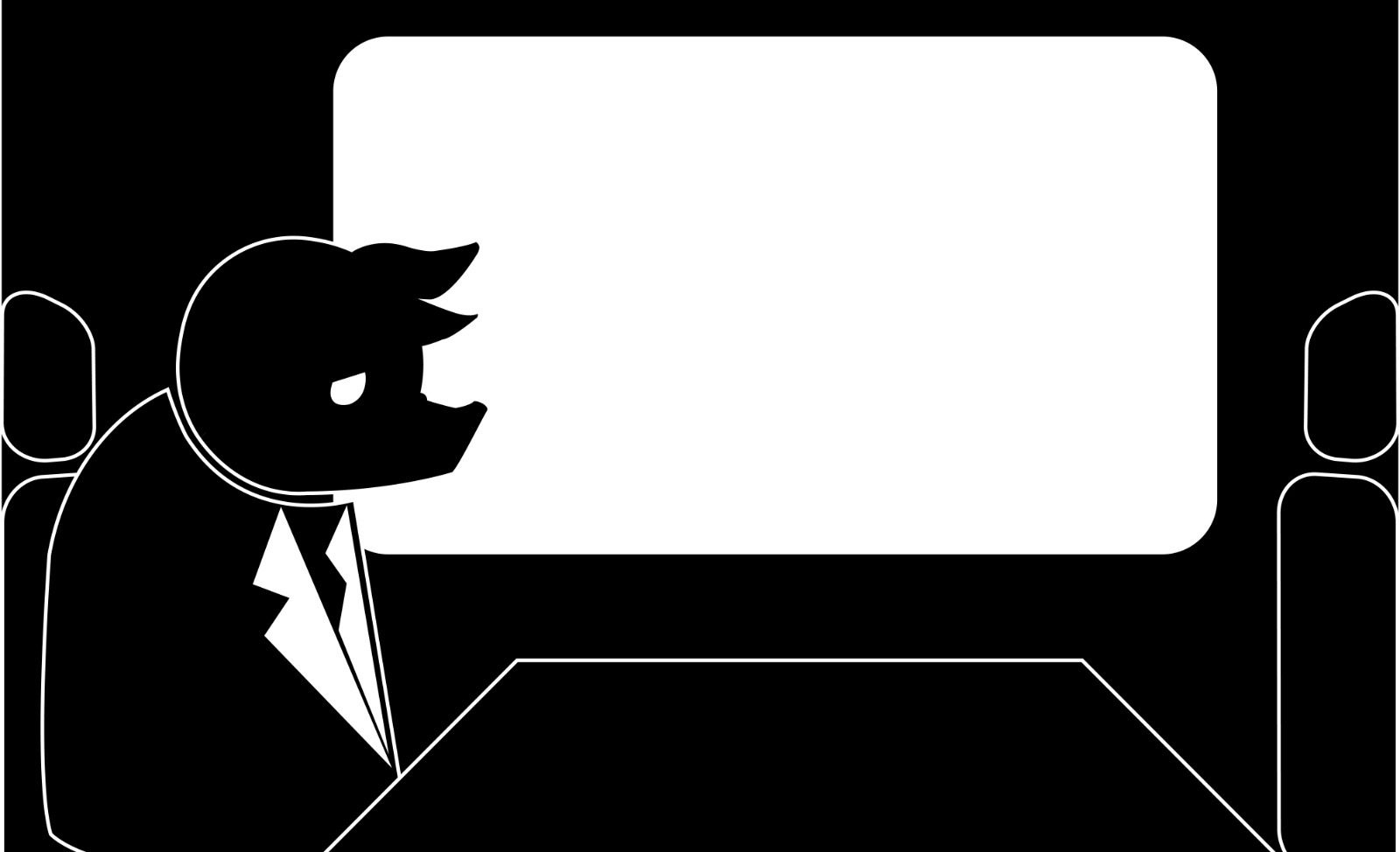 Cut-paper set piece: a figure and a television